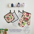 thumbnail image 5 of Cute Frog and Strawberry 5 Pcs Kitchen Set Heat Resistant Oven Mitts and Non-Slip Pot Holders with Adjustable Cooking Apron, 5 of 6