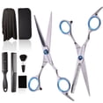 thumbnail image 1 of Kit de tijeras para cortar el cabello, 11 piezas, kit profesional de tijeras para cortar el cabello con tijeras de corte, tijeras para adelgazar, plumero para el cuello, cepillo, peine, capa de peluqu, 1 of 5