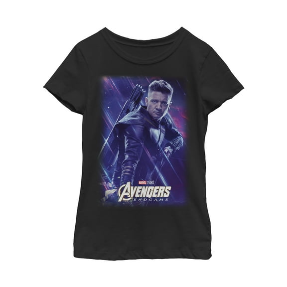 Girl's Marvel Avengers: Endgame Hawkeye Streaks  Graphic Tee Black Medium