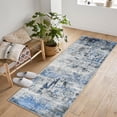 thumbnail image 5 of 2'x6' Washable Area Rug, Non Slip Abstract Rugs, Soft Faux Wool Living Room Rug, Low Pile Rugs for Living Room Bedroom Dining Room, Blue, 5 of 7