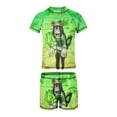 thumbnail image 5 of Tsuyu Asui Boys Rash Guard Set 2 Piece Swimsuits Short Sleeve Bathing Suits with Trunks, 5 of 7