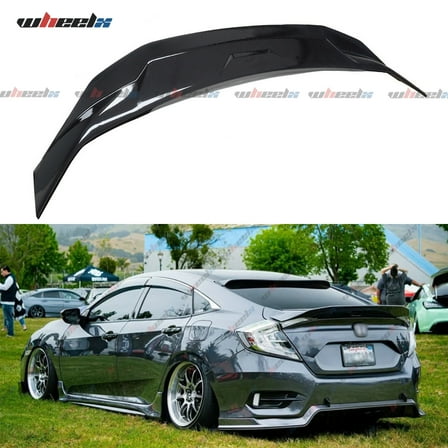 Rear Spoiler Compatible with 2016-2021 Honda Civic, Duckbill Fits for 2016 2017 2018 2019 2020 2021 4-Door Sedan, Trunk Exterior High Kick Tail Deck Lid Wing Lip (Glossy Black)