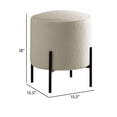 thumbnail image 5 of 18 Inch Modern Foam Ottoman Beige Faux Sheep Skin Matte Black Metal Legs - Saltoro Sherpi, 5 of 5