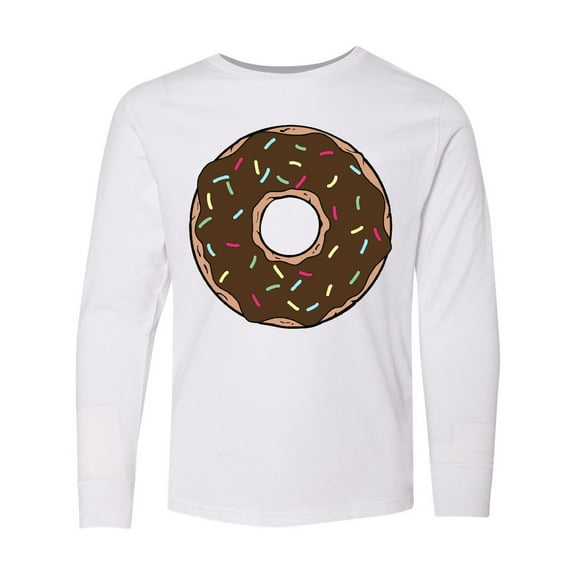 Inktastic Brown Donut, Donut With Colorful Sprinkles, Frosting Long Sleeve Youth T-Shirt