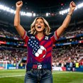 thumbnail image 6 of 2026 New Womens USA Soccer Jersey T-Shirt Printed, United States Jersey Soccer, V Neck Short Sleeve Match Day Sweat Resistant Football Training Shirts for Adult(Purple, S), 6 of 6