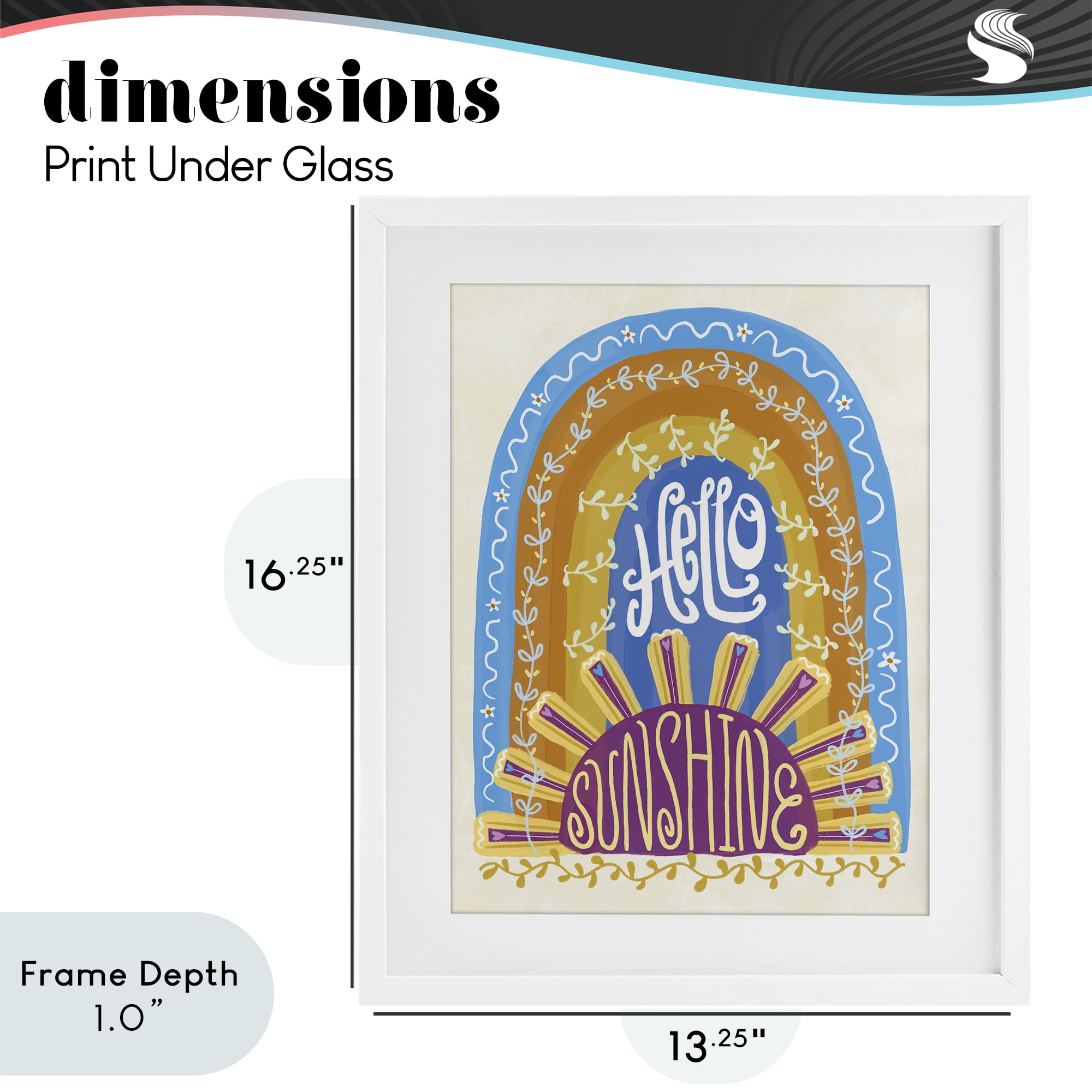 Stupell Industries Boho Hello Sunshine White Framed Print Under Glass, design by Connie Summers