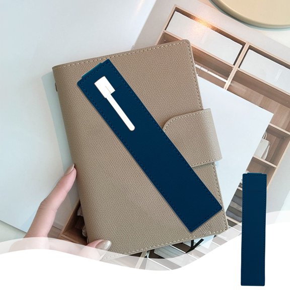 KMMYS Adjustable Elastic Pen Pocket for Notebook, Leather Pen Case Sleeve with Strap, Portable Organizer for Diaries, Planners & Binders, Elastic Pen Holder for Travel, Business & Meetings