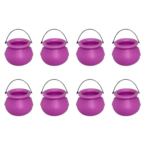 Uuiauoio 8 PCS Mini Plastic Cauldron, Mini Witch Cauldron, Multi-purposed Novelty Candy Holder Pot for Wizard Party, Halloween, Party Favors ,Festival Decoration Props