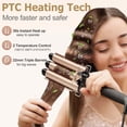 thumbnail image 3 of Morfone 3 Jumbo Barrel Curling Iron Wand 22mm Hair Waver Temperature Adjustable Ceramic Big Waves Hair Crimper (Gold), 3 of 10
