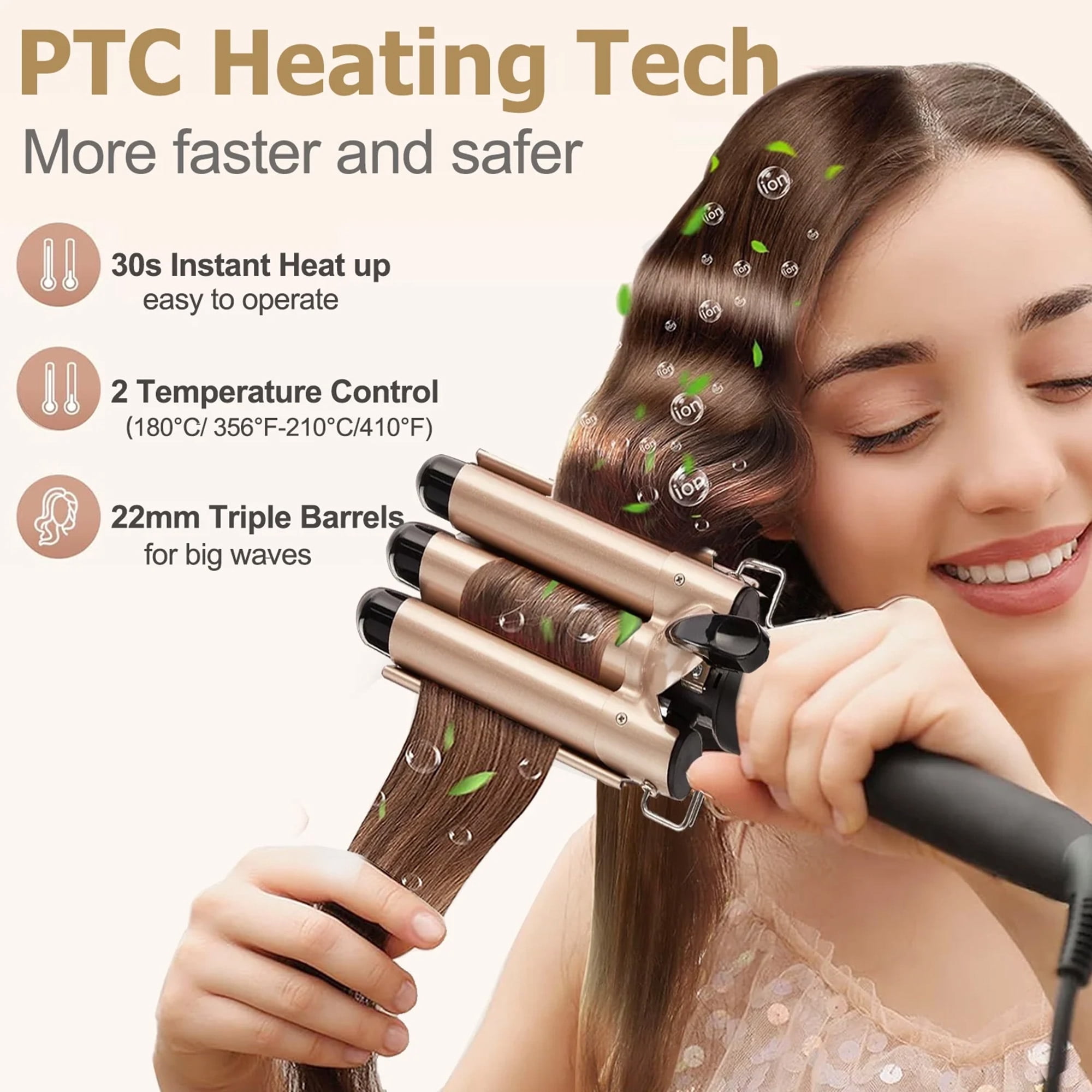 Morfone 3 Barrel Curling Iron Wand 22mm Gold photo 2