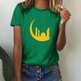 thumbnail image 2 of Penkiiy Happy Ramadan Tops Blouse for Women Women's Graphic Tees Moon Print Short Sleeve Round Neck T Shirts Tops M Mint Green, 2 of 6
