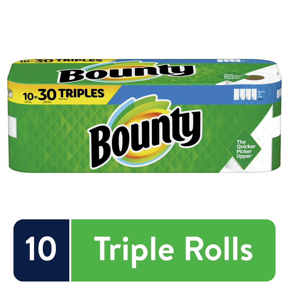 Bounty Select-A-Size Paper Towels, White, 10 Triple Rolls = 30 Regular