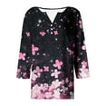 thumbnail image 5 of JTZGDY Women's Casual 3/4 Sleeve Henley T Shirts Fall Button V Neck Tops Loose Fit Dressy Comfy Basic Tees Shirt Tunic Blouses Black#02 XXXL, 5 of 5