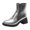Silver, variant on Women's Platform Chelsea Combat Boots Sparkly Metallic Leather Square Toe Chunky Heeled Short Ankle Booties