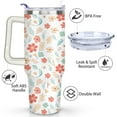 thumbnail image 3 of Mini Flower 40 Oz Tumbler with Handle Lid and Straw, Stainless Steel Double Walled Vacuum Insulated Cup, Cute Anniversary Wedding Birthday Gifts Tumbler for Women Men Friends Outdoor Indoor, 3 of 7