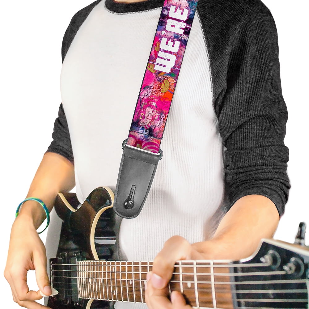 Disney Guitar Strap, Transparent Cheshire Cat Poses Were All Mad Here, 2 Inches Wide