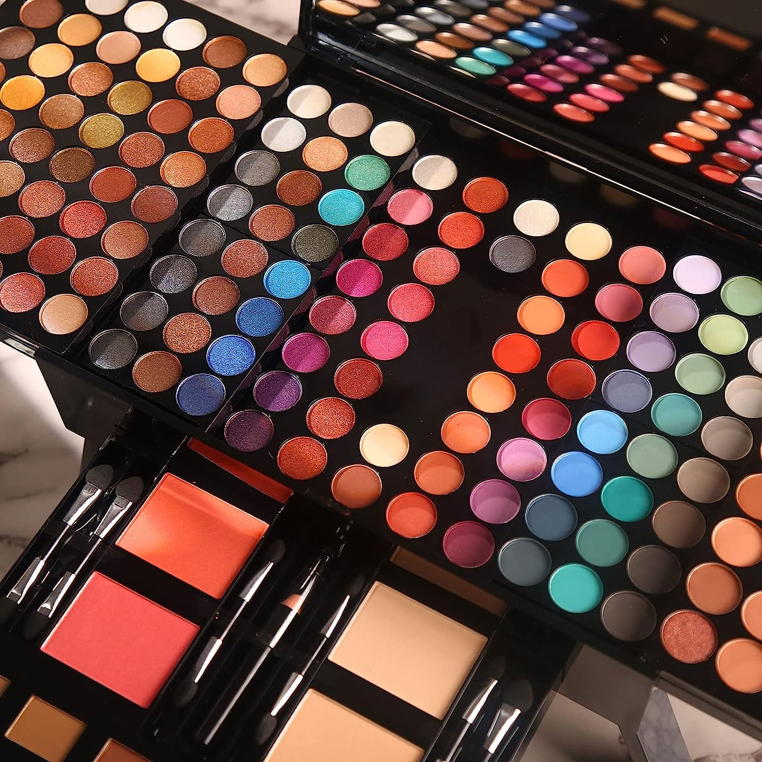 MISS ROSE 190 Colors Cosmetic Makeup Palette Set Kit Combination,Professional Makeup Kit for Women Full Kit,Makeup Pallet,Include Eyeshadow/Facial Blusher/Eyebrow Powder/Eyeliner Pencil/Mirror