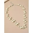thumbnail image 2 of K-KED Extra Long Big Jumbo Pearl Necklace Silver Tone Thin Dainty Smooth Chain 58" New, 2 of 3
