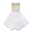 thumbnail image 1 of Flower Girls Dress Champagne Leaf Purple Dot Wedding Pageant 9-10, 1 of 7