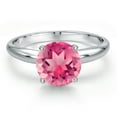 thumbnail image 3 of Gem Stone King 900 Platinum Pink Mystic Topaz Engagement Ring for Women | 2.00 Cttw | Round 8MM | Gemstone November Birthstone | Size 5, 3 of 6