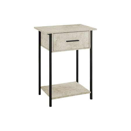 Accent Table - 2 Tier - Living Room - Side Table - Cream Stone Laminate - Metal