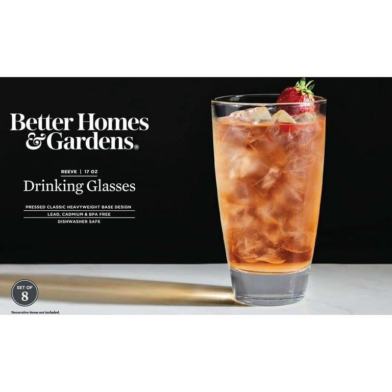 Better Homes & Gardens Hollis Drinking Glasses, 14.4 oz, Set of 8 