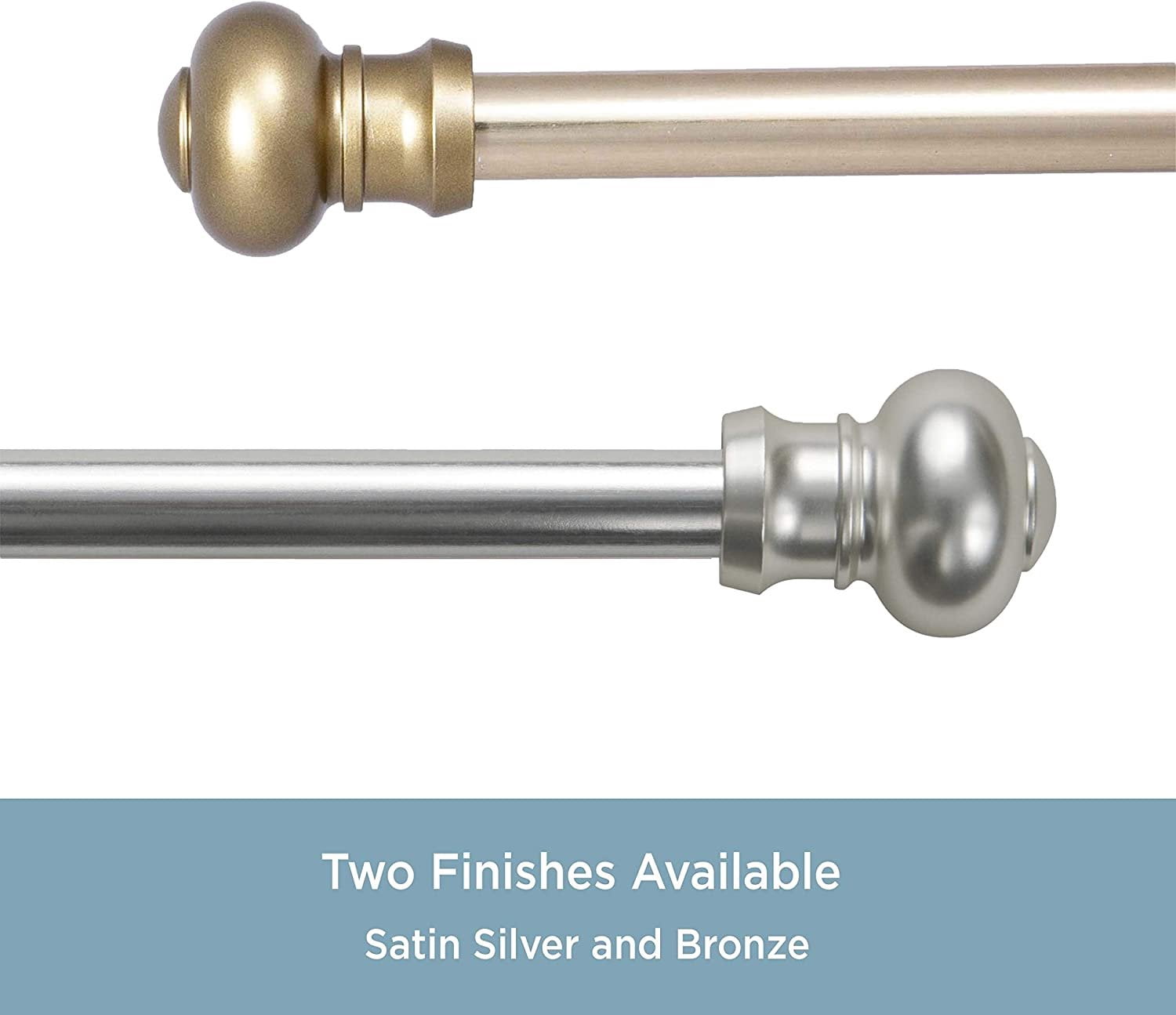 Kenney Ashby 7/16" Adjustable Decorative Caf Curtain Rod, Satin Silver, 48-84 inches