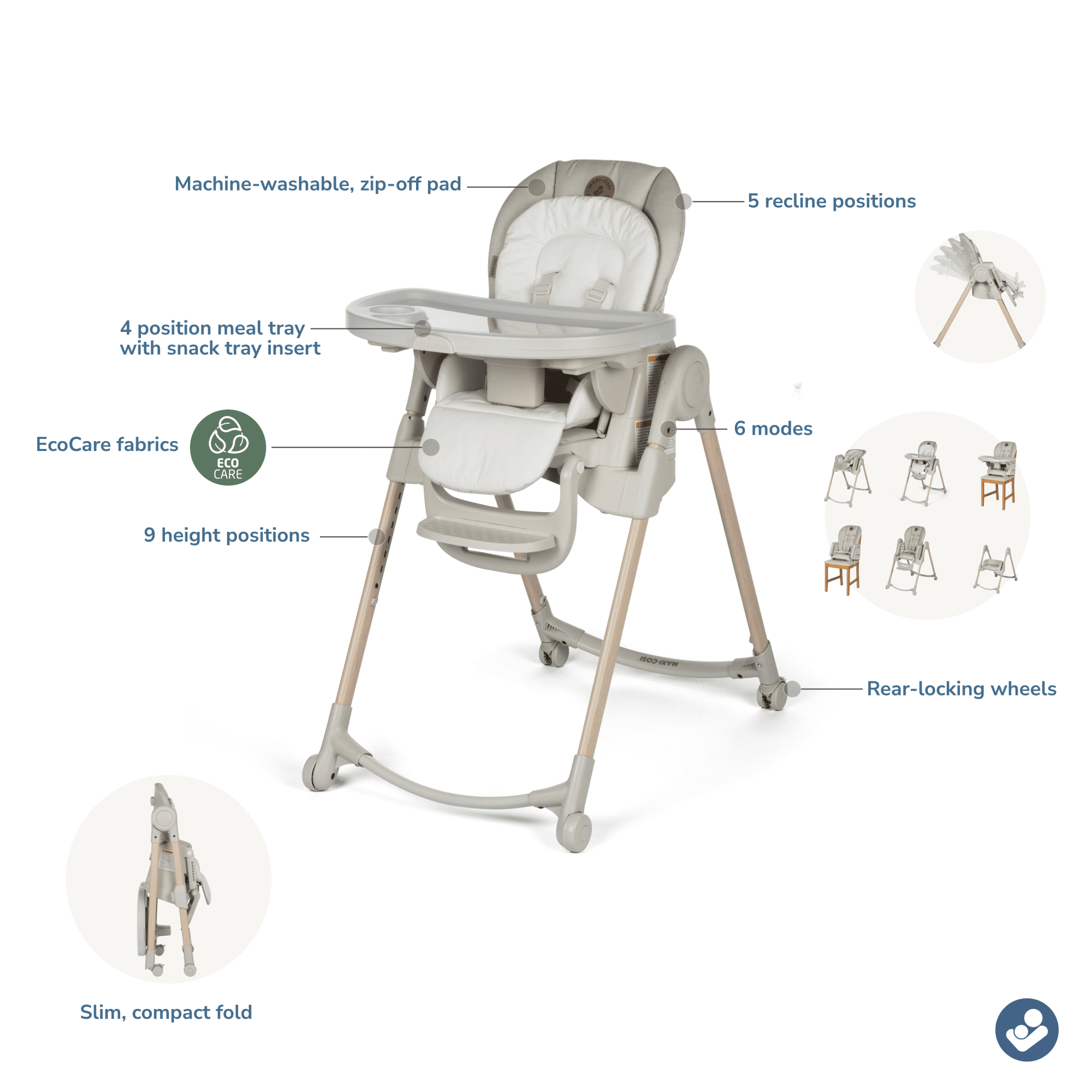 Maxi-Cosi Minla 6-in-1 High Chair, Classic Oat