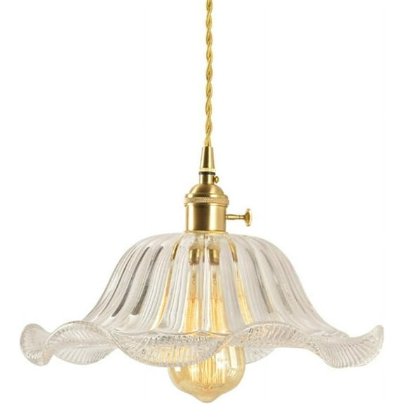 Vintage Japanese Style Clear Glass Pendant Light for Kitchen Island, Modern Pendant Lamp for Dining Room, Farmhouse Pendant Light Fixture, Retro Rustic Pendant Lighting for Above Sink Over Table