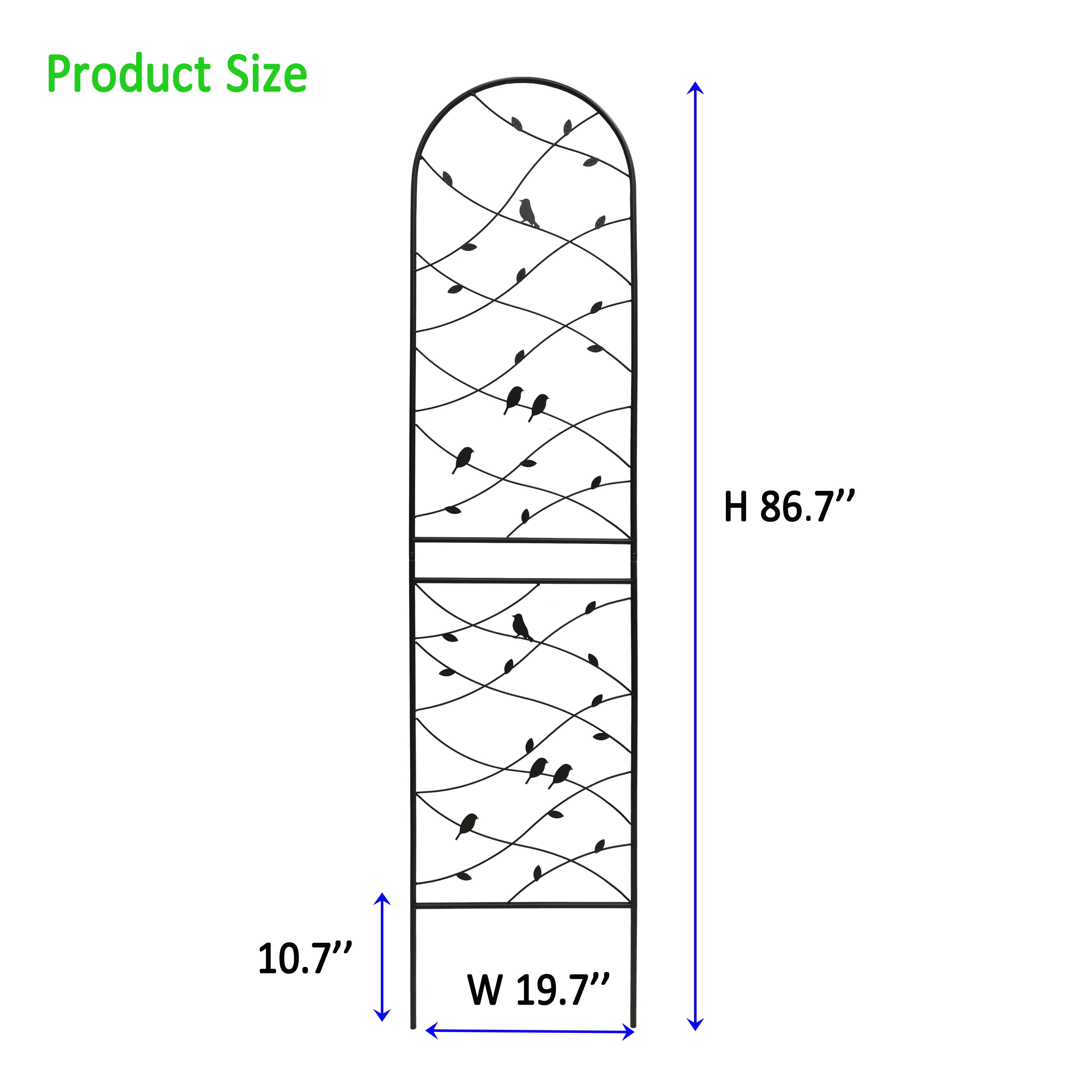 2 Pack Metal Garden Trellis 86.7" x 19.7" Rustproof Trellis for Climbing Plants Outdoor Flower Support Bird Deco Black