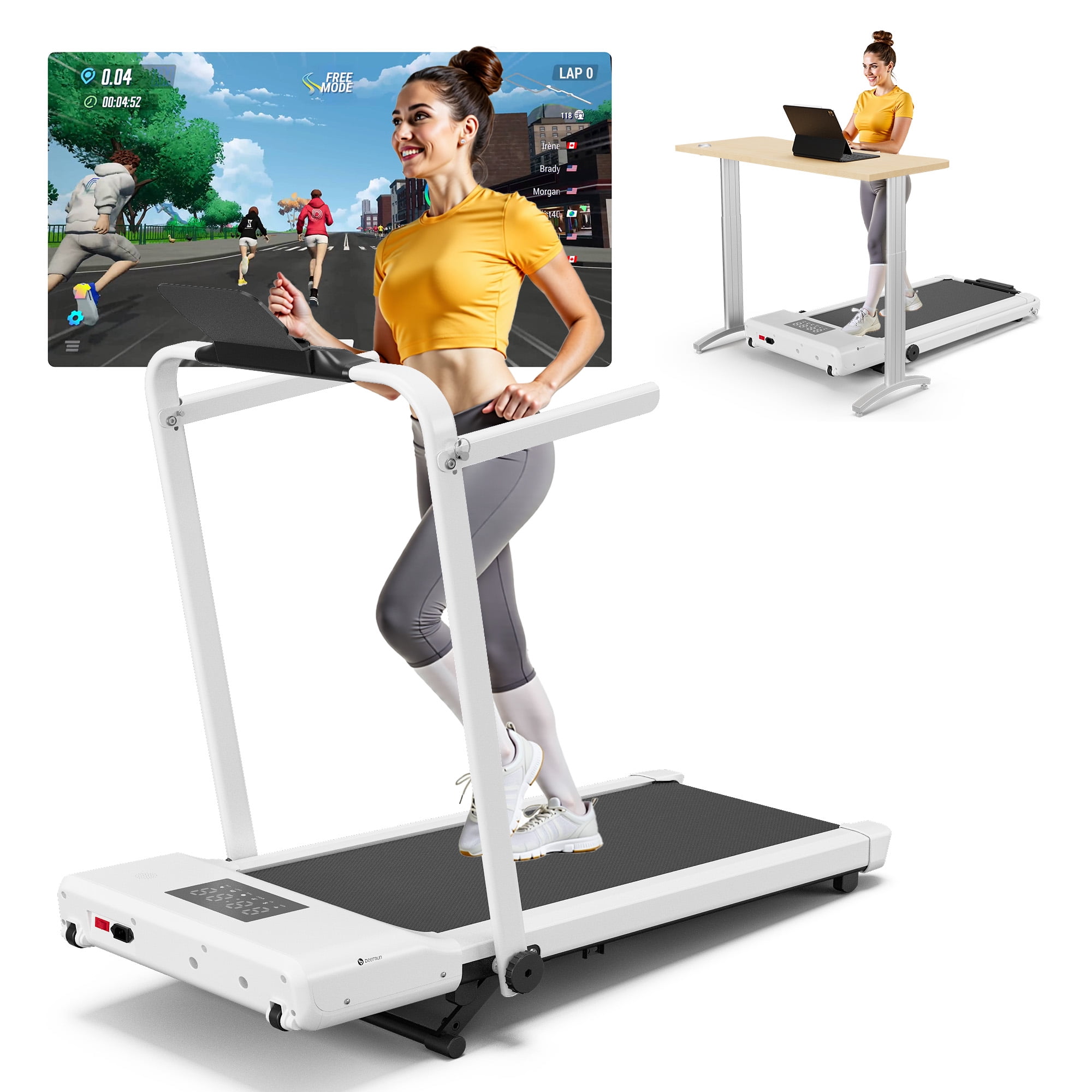 3 in 1 Folding Treadmills for Home, 3.0HP Powerful and Quiet Under Desk Treadmill, 300 lbs Capacity Foldable Walking Pad Treadmill with Remote Control and Space Saving, Free Installation