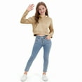 thumbnail image 4 of Sudadera con capucha corta con cremallera y manga larga para niñas, informal, con bolsillos, para niñas de 4 a 12 años, 4 of 8