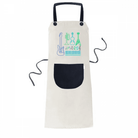 

Guitar Music Instruments Neon Apron Adjustable Bib Cotton Linen BBQ Kitchen Pocket Pinafore