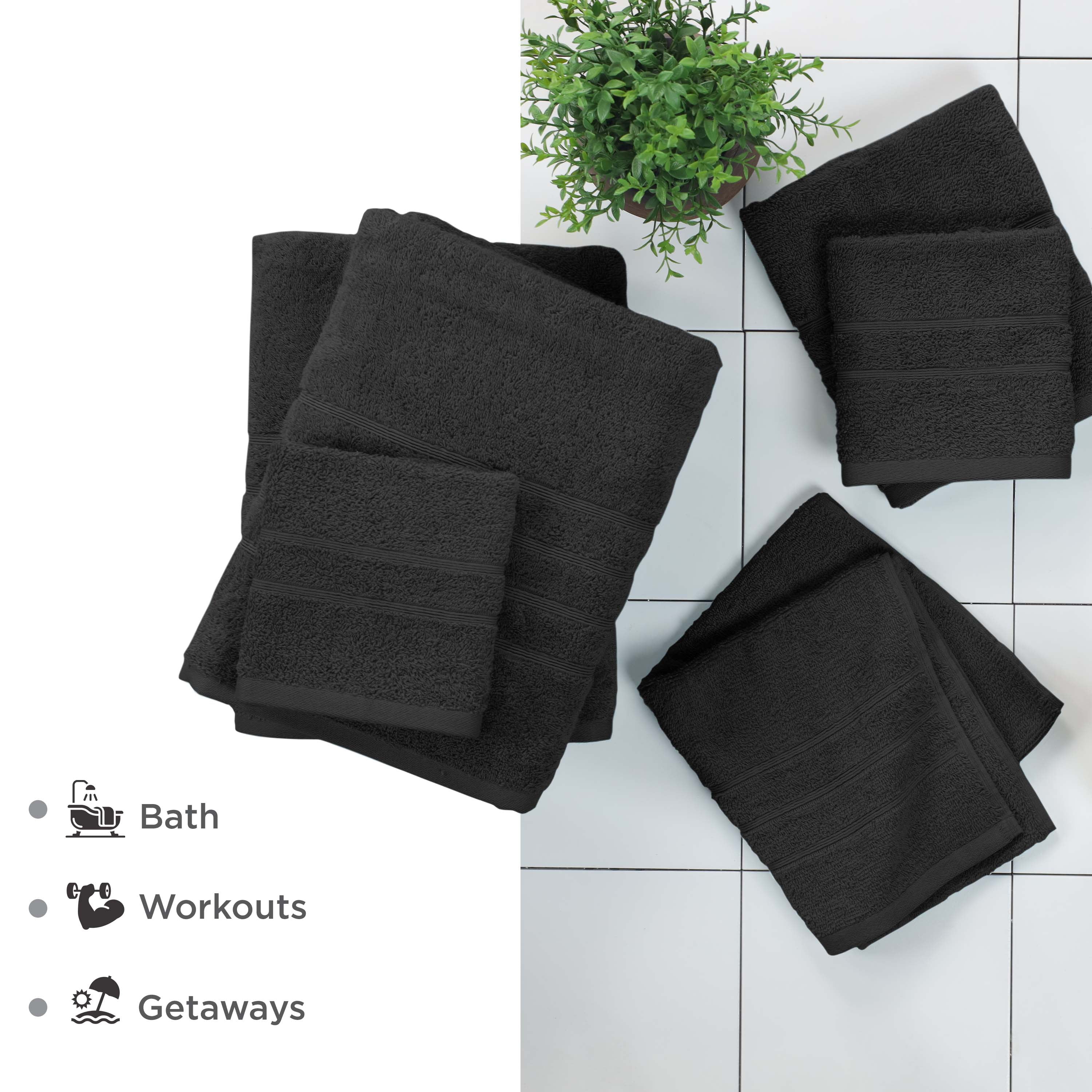 Martex 6-Piece Towel Set | 100% Cotton Soft & Absorbent Bath Towels | Black