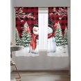 thumbnail image 5 of Christmas Snowman Sheer Curtains 63 Inch Long 2 Panels, Tree Winter Bird Berry Red Black Plaid Light Filtering Rod Pocket Semi Sheer Curtains, Sheer Voile Drapes for Living Room Bedroom, 52"x63", 5 of 5