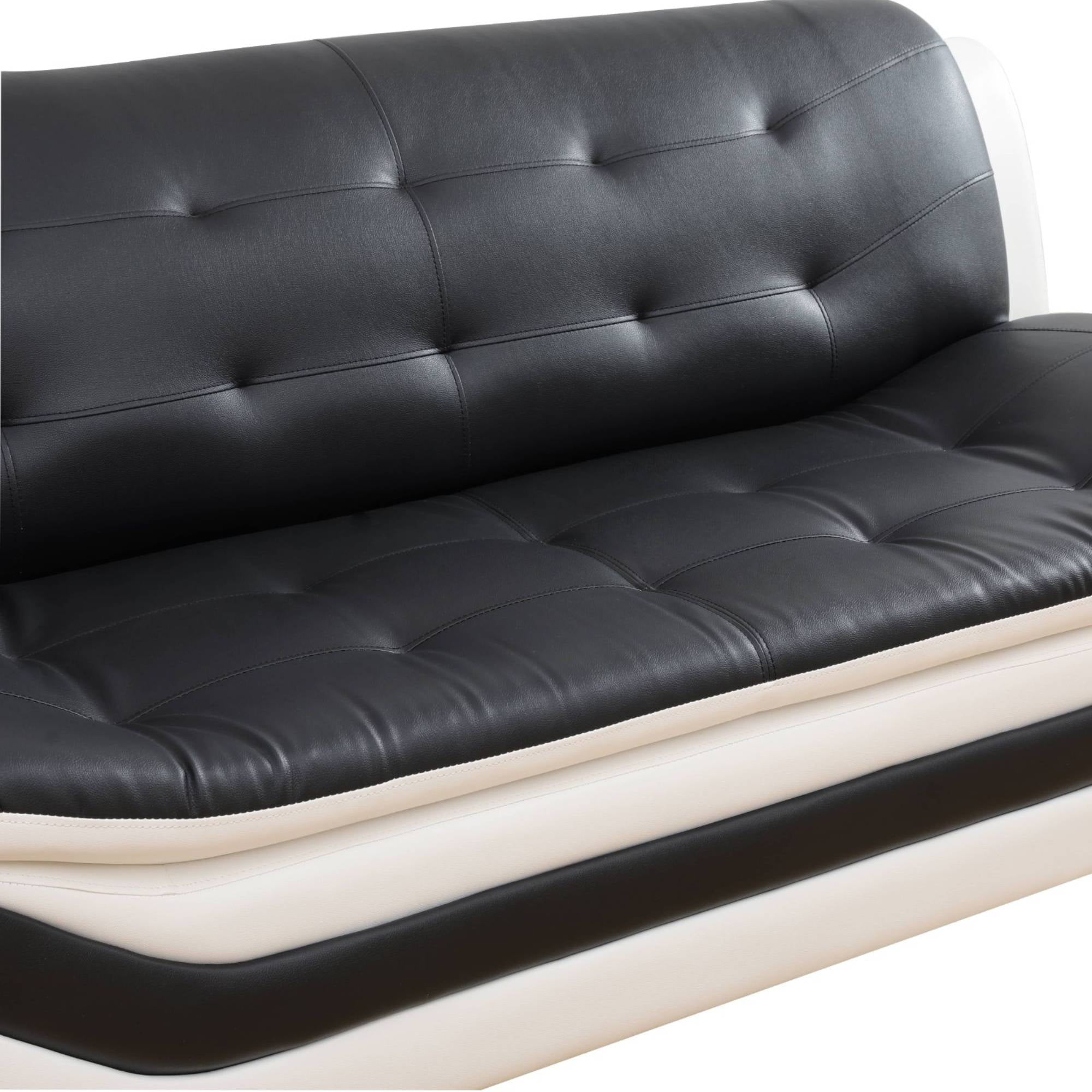 Trumanpick Leather Sleeper Sofa Chair, Modern 3 Seater Comfy Sofa Couch for Living Room, Black and White
