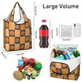 thumbnail image 3 of 5 Pack Foldable Shopping Bag,Checkered Pumpkin Halloween Pattern Reusable Grocery Bags with Pockets,Large Reusable Tote Bags with Handles Waterproof & Lightweight, 3 of 6