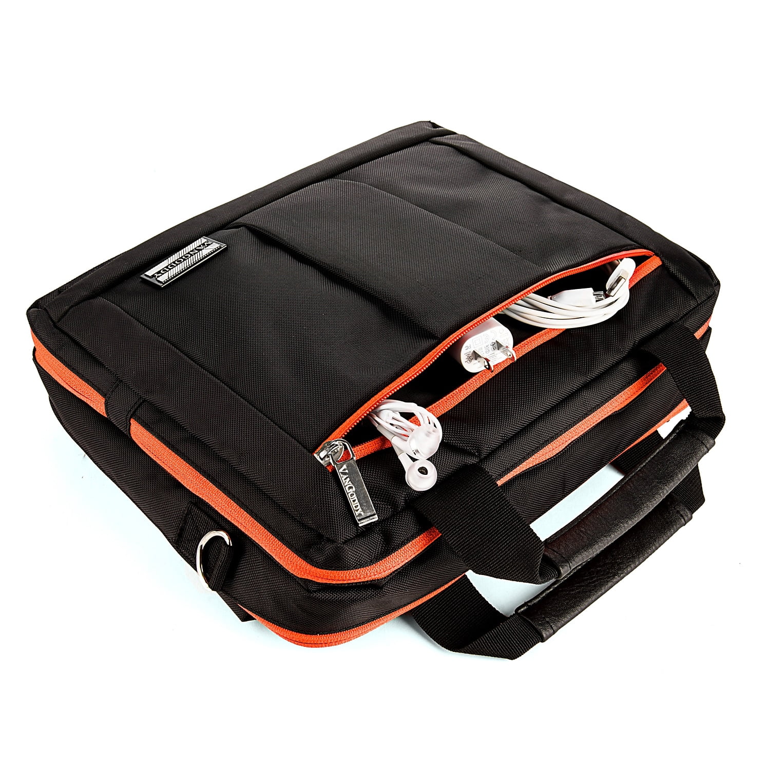 Vangoddy Laptop Briefcase Black/Orange Nylon (PT_NBKLEA284_17)