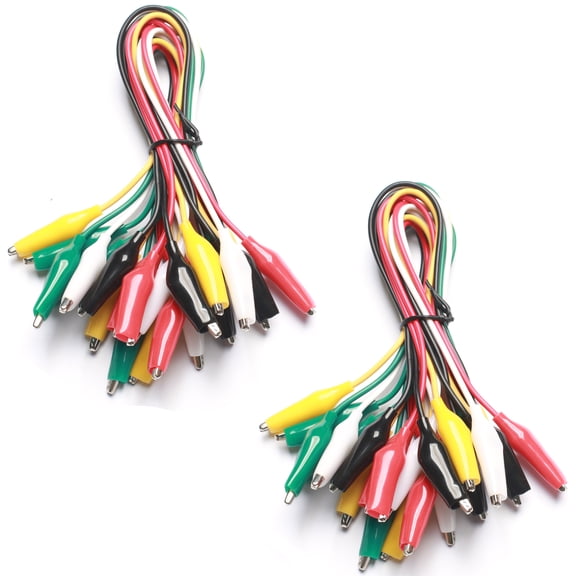 WGGE WG-026 10 Pieces and 5 Colors Test Lead Set & Alligator Clips,20.5 inches (2 Pack)