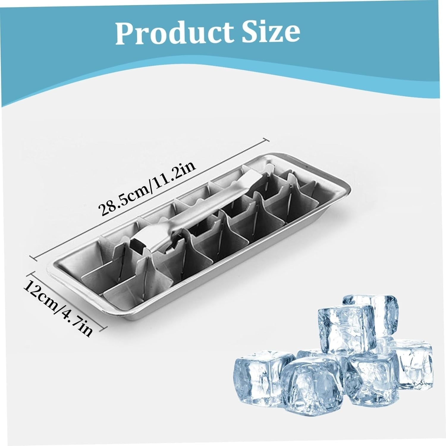 Topboutique Ice Cube Tray 18 Slot Ice Cube Maker with Easy Release Handle Stainless Steel Ice Cube Tray Dishwasher Safe for Bars, Kitchens & Frozen Foods,1 Pc