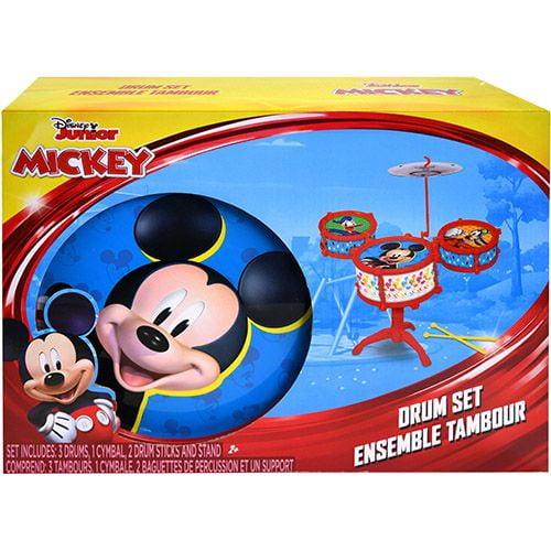 Mickey Mouse Clubhouse 9 PC Acoustic Drum Set W/stool Kids 3 Disney Jr for sale online 