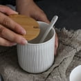 thumbnail image 4 of Porcelain Sugar Bowl with Wooden Lid & Porcelain Spoon - Retro Design for Coffee Bar & Home Kitchen, 4 of 5