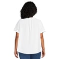 thumbnail image 3 of Terra & Sky Women's Plus Size Pleated Split Neck Top with Short Sleeves, 3 of 5