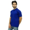 thumbnail image 5 of Atasi Mandarin Collar Men's Short Kurta Cotton Slub Royal Blue Shirt-XX-Large, 5 of 7