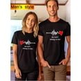 thumbnail image 1 of Camiseta de pareja con estampado de ECG 'Te amo' - 100 % algodón, manga corta, cuello redondo informal para hombres y mujeres - Ropa de verano perfecta y regalo. Camiseta para adultos, hombres, mujere, 1 of 5