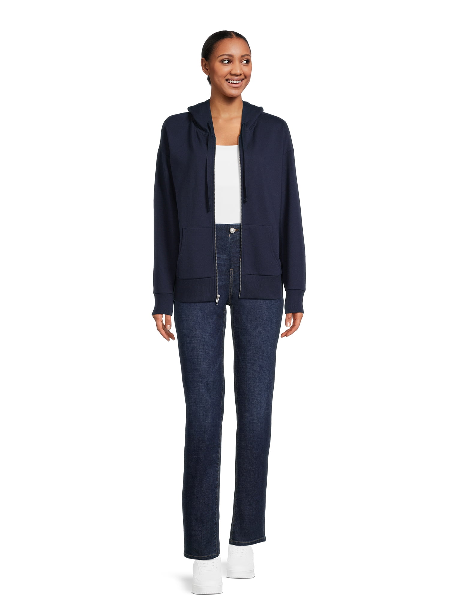 Time and Tru Women's Full Zip Fleece Jacket with Pockets, Sizes XS-XXXL
