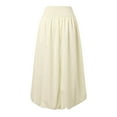 thumbnail image 6 of Uuwenda Women Skirts Maxi Bubble Skirt Elastic Waist Aline Long Puff Skirt Ruffle Hem Balloon Skirts Beige M, 6 of 7