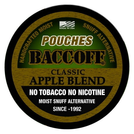 BaccOff, Classic Apple Blend Pouches, Premium Tobacco Free, Nicotine Free Snuff Alternative (10 Cans)