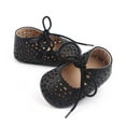 thumbnail image 4 of Eyicmarn Infant Girls Flat Shoes, Slip-resistant Leather Hollowed Lacing Shoes, 4 of 8