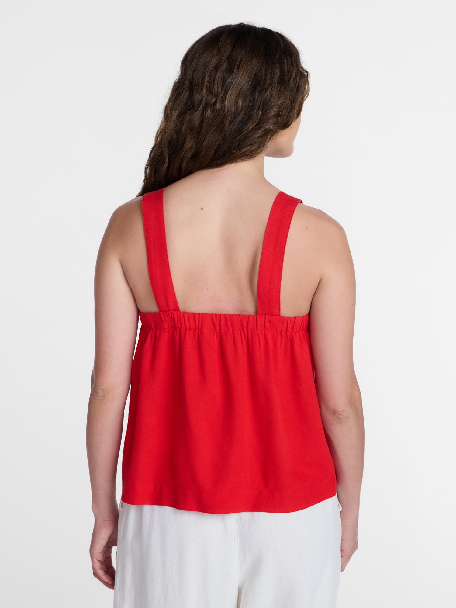 Time and Tru Women's Square Neck Linen Tank, Sizes XS-XXXL